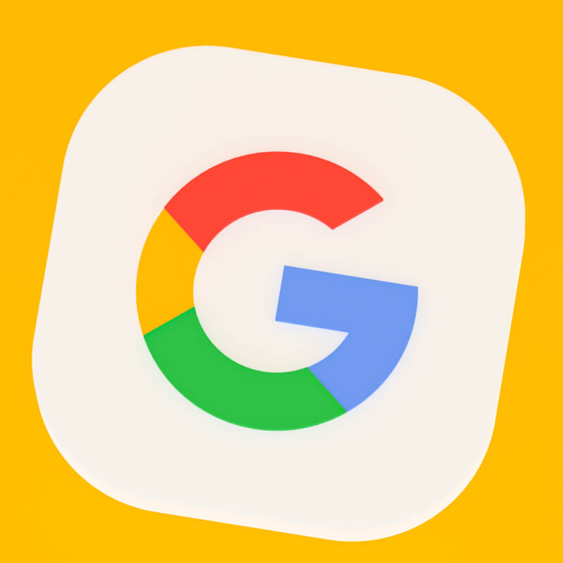 Logo Google na żółtym tle.