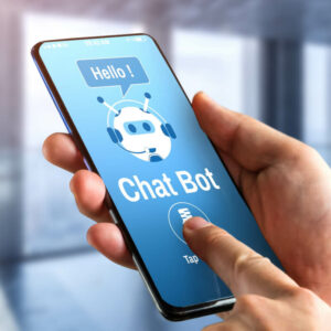 Chatbot wyświwetlany na ekranie smartfona.