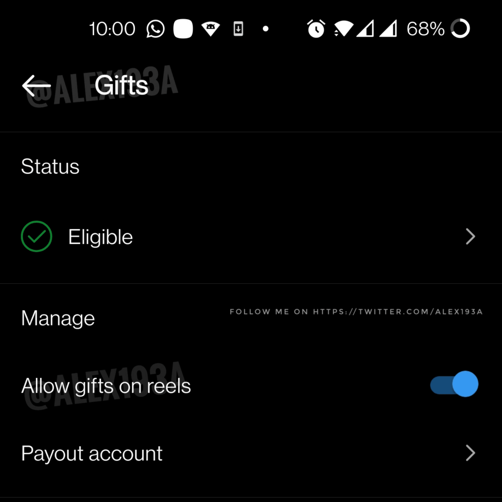 Zrzut ekranu z nową funkcją prezentów na Instagramie.