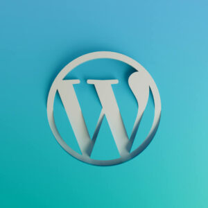 Logo WordPress na niebieskim tle