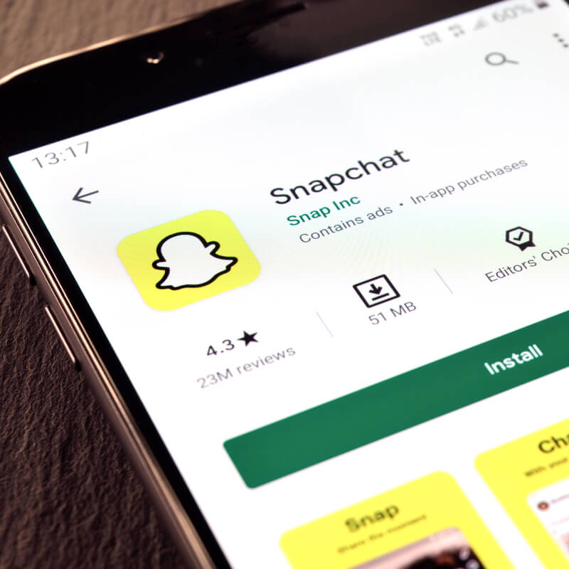 Zrzut ekranu instalacji aplikacji Snapchat
