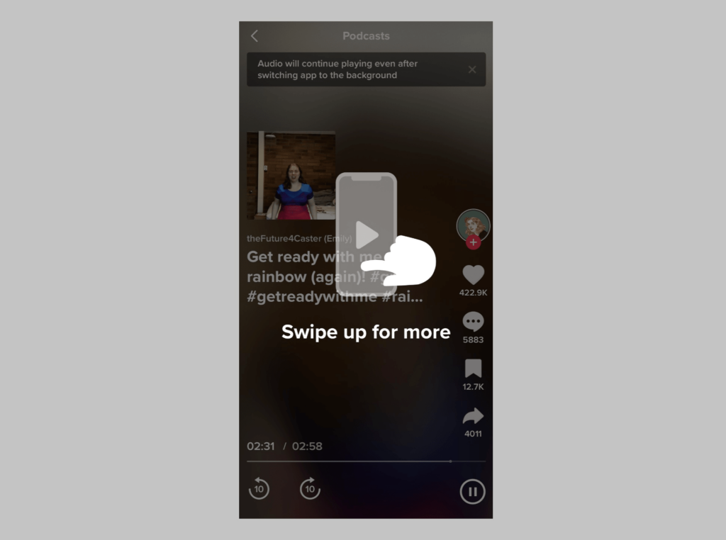 Zrzut ekranu zakładki Podcasty na TikToku