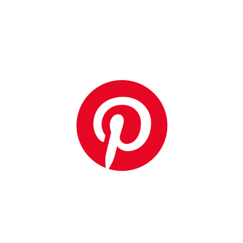 Logo platformy Pinterest, twórcy kolarzy Shuffles, na białym tle