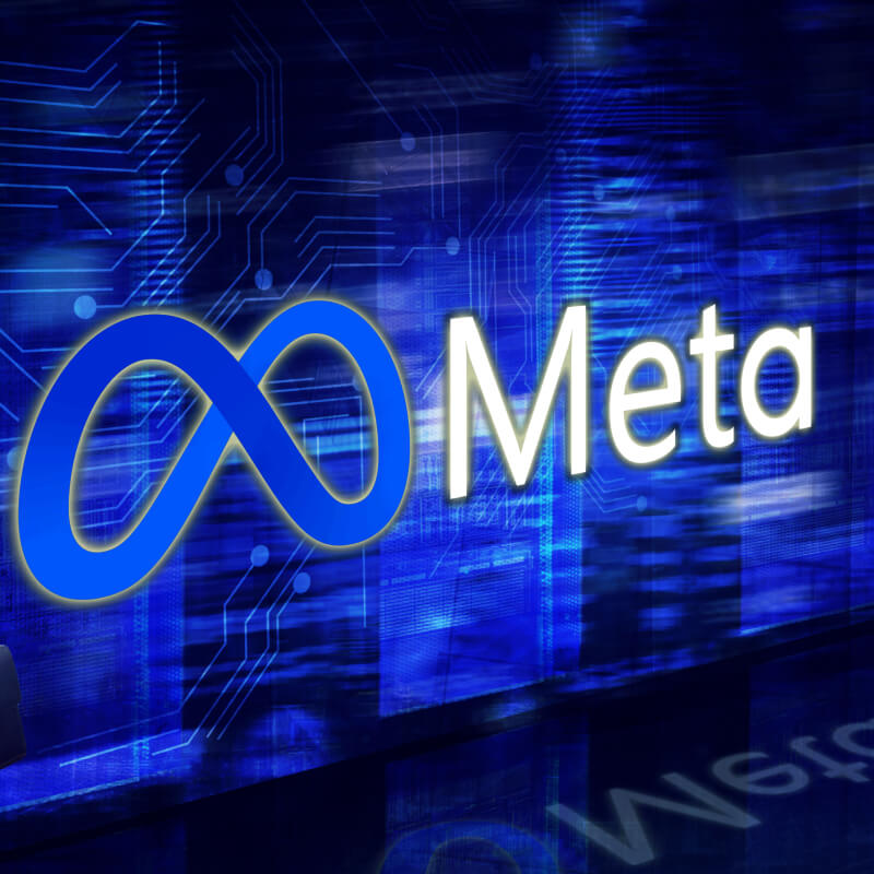 Logo Meta na niebieskim tle