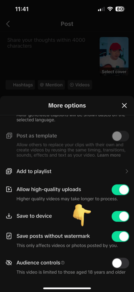 Zrzut ekranu, przedstawiający możliwe pobieranie TikToka bez znaku wodnego