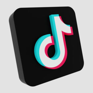 Logo aplikacji TikTok na szarym tle