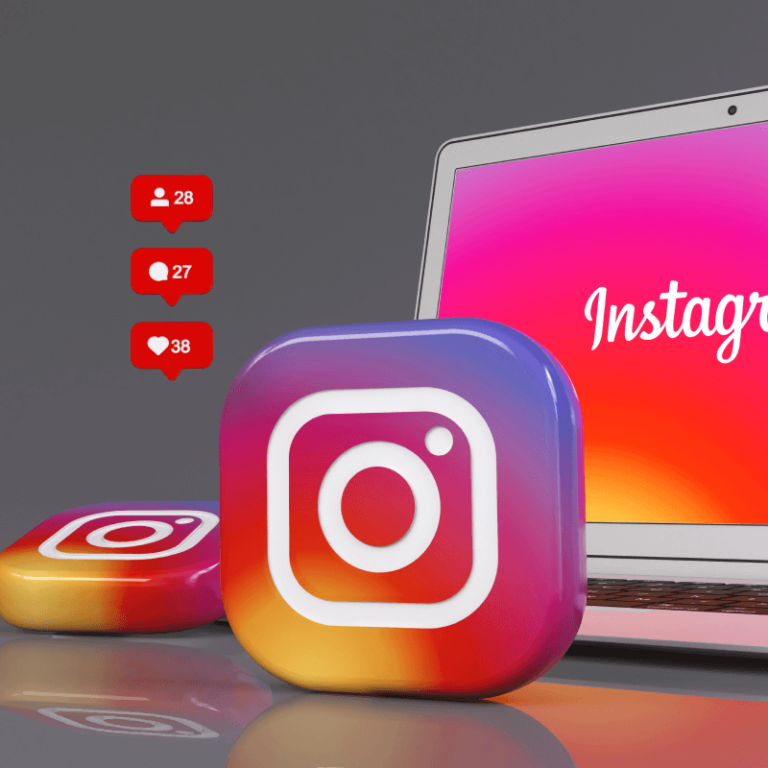 Logo aplikacji Instagram na tle komputera