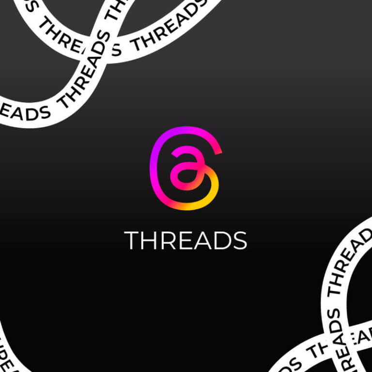 Logo aplikacji Threads na czarnym tle
